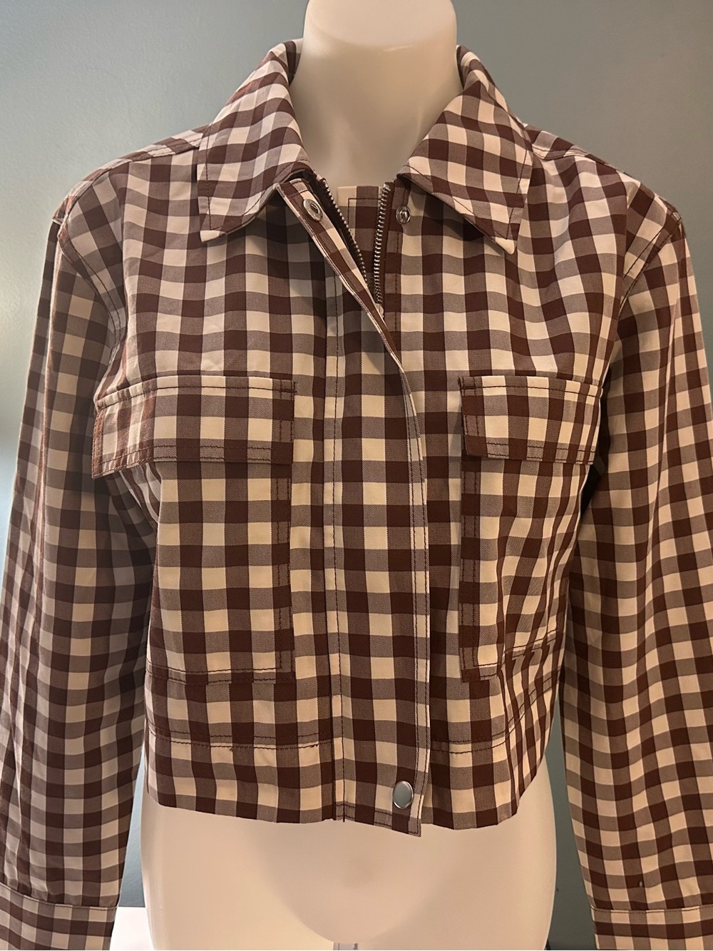A new Day brown Checkered Jacket in Brown and Cream Medium - Picture 3 of 10